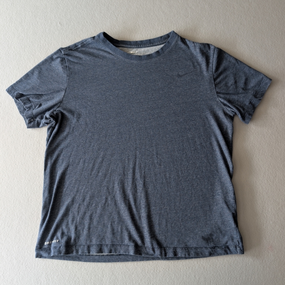 Nike Men's Dri-FIT Heathered Blue Training T-Shirt Short Sleeve Sz L Activewear image 2